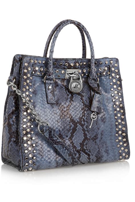 michael kors snake effect leather tote